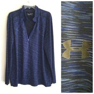 UNDER ARMOUR Men’s Half Zip Long Sleeve Seamless Blue 2XL